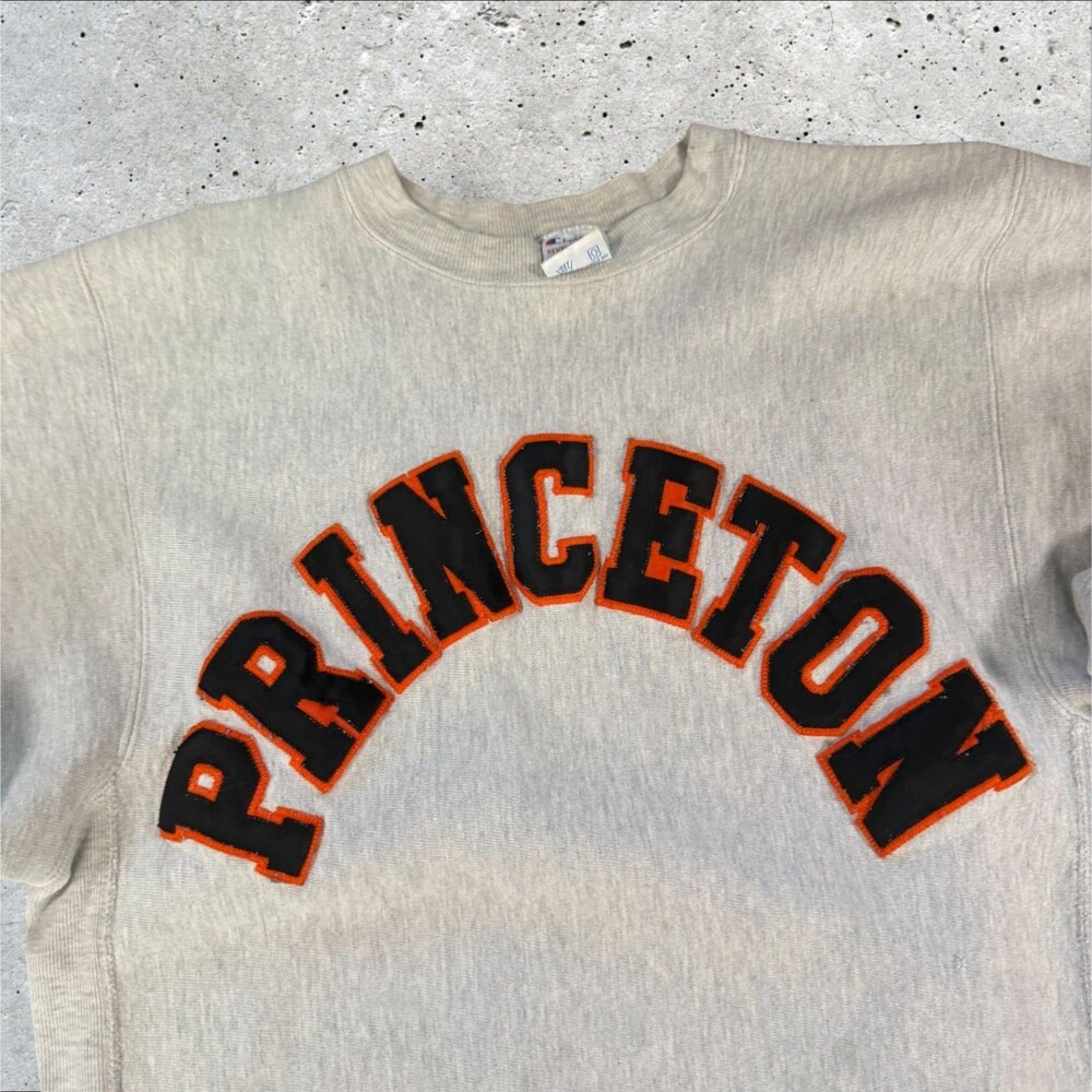 Vintage 80's Champion Reverse Weave Princeton Crewneck Sweatshirt Gray Large USA - Picture 9 of 15